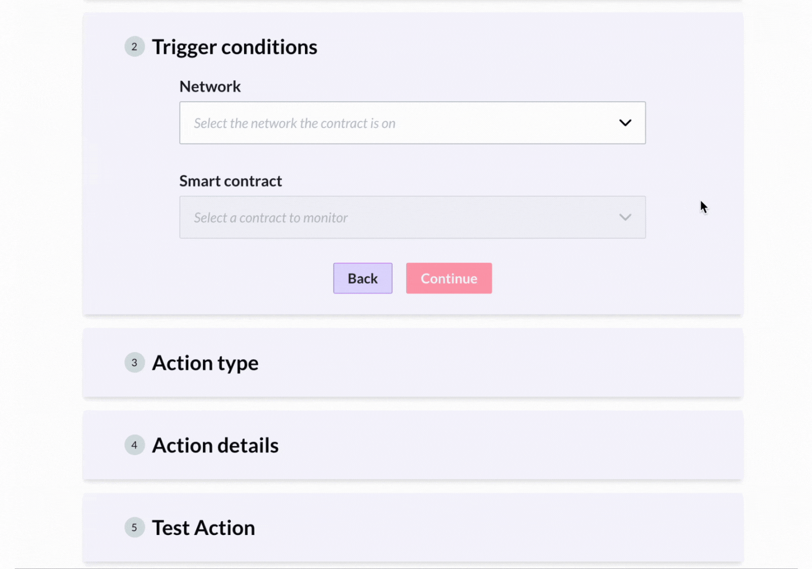 Using the Esprezzo Dispatch web app to select a blockchain network to monitor smart contract activity on